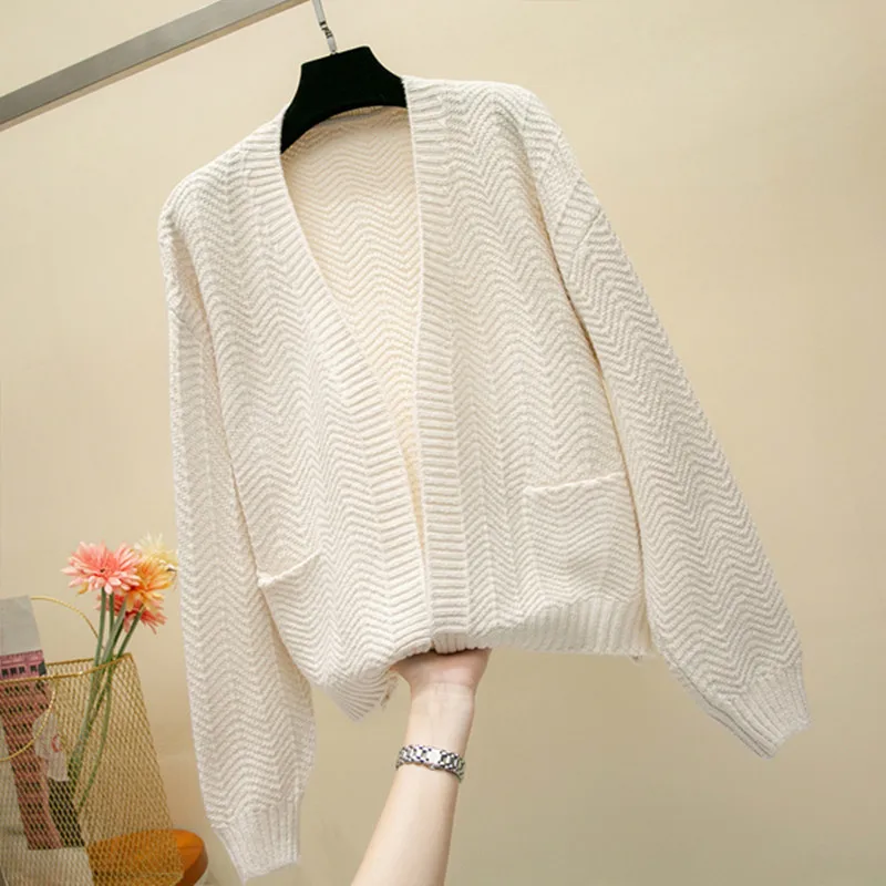 Debowa 2018 SpringAutumn Women Sweater V Neck Knitted Sweaters Casual Cardigans 4 Colors Open Stitch Jumper |