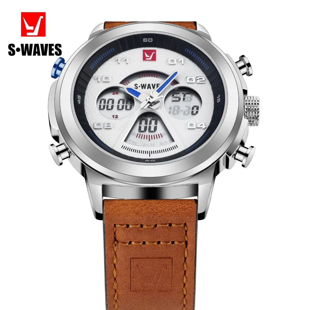 SWAVES двойной дисплей повседневные водонепроницаемые цифровые кварцевые часы