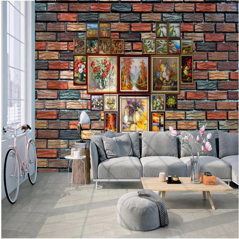 Большой HD кирпич обои 3D стереоскопическая Ручная роспись Картина маслом фото