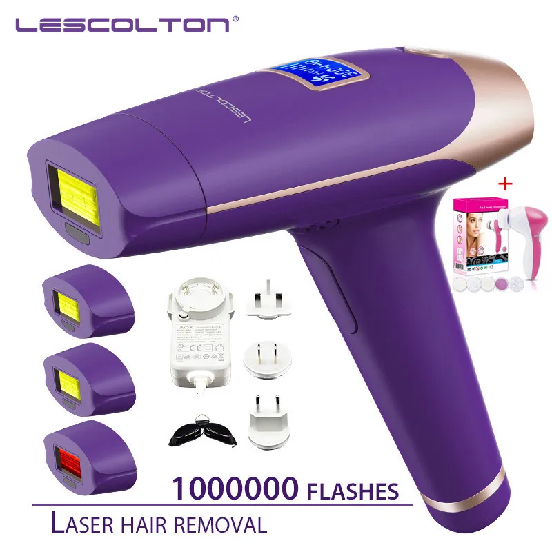 Four Head T009X-2 Lescolton Эпилятор IPL, 1300000 раз, 5 в 1, постоянное удаление волос с ЖК-дисплеем, лазерная машина для бикини Boay, для лица, подмышек - Цвет: Four Head T009X-2