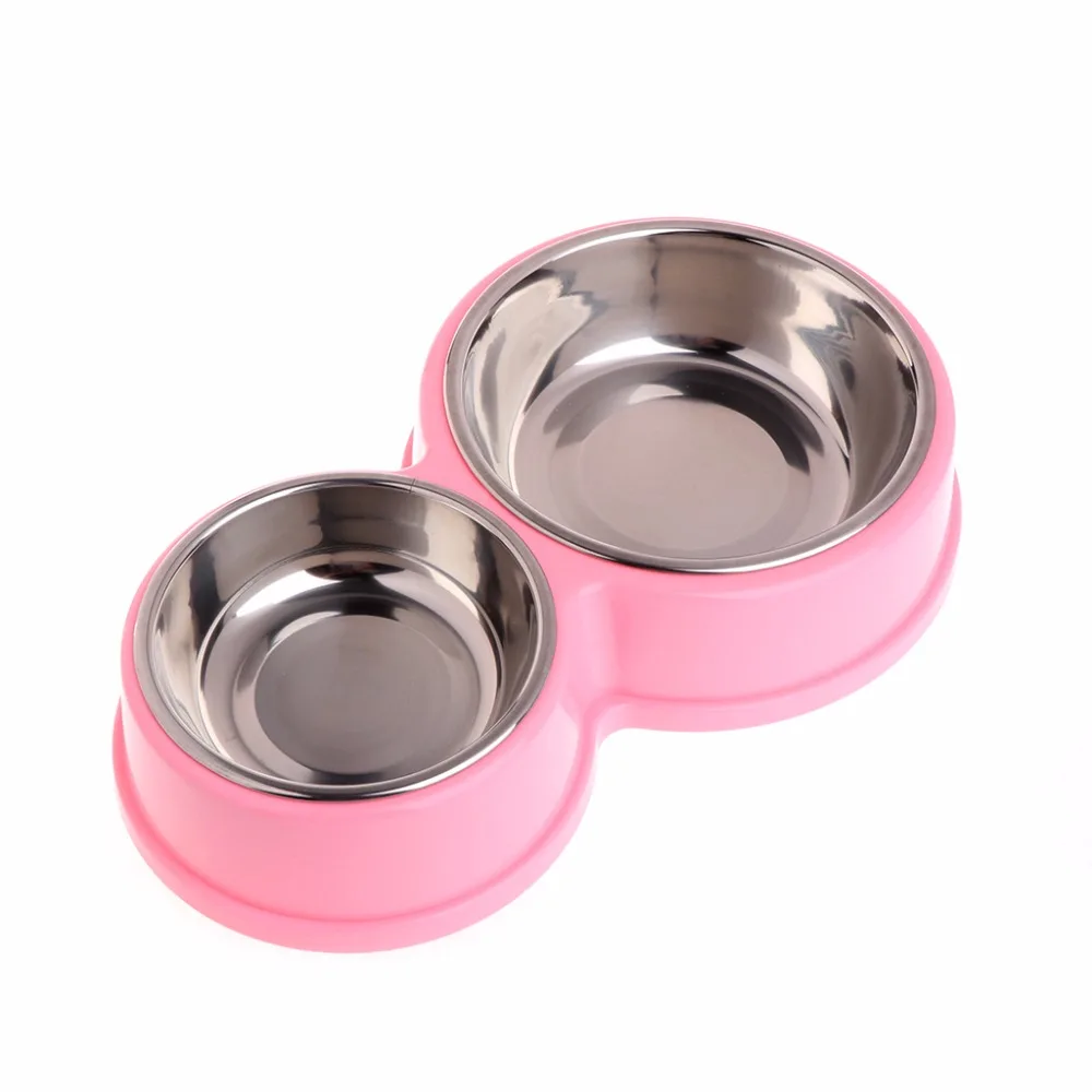 

Pet Feeding Double Bowl With Stainless Steel Food Water Feeder For Dog Cat Puppy