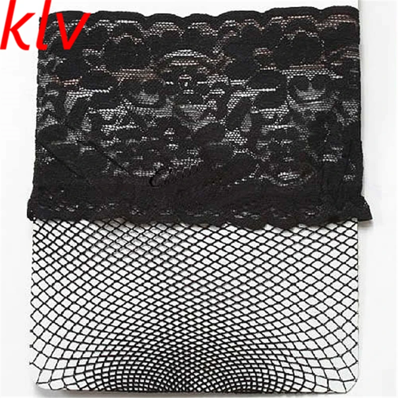 KLV, женские сексуальные черные сетчатые колготки в сеточку, колготки выше колен, вечерние колготки, эротические модные чулки