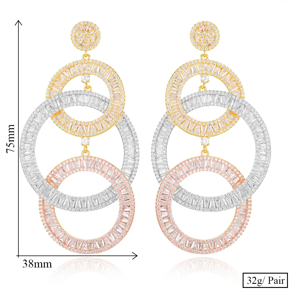 

missvikki Noble Luxury original Design Dubai African Big Circle Pendant Earrings for Women Bridal Wedding Party Show Earrings