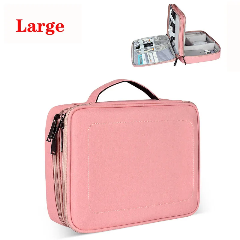 pink-L Портативные цифровые аксессуары сумка для хранения двойной мобильный телефон гарнитура кабель для передачи данных зарядное устройство мобильный жесткий диск U диск отделочная коробка - Цвет: pink-L