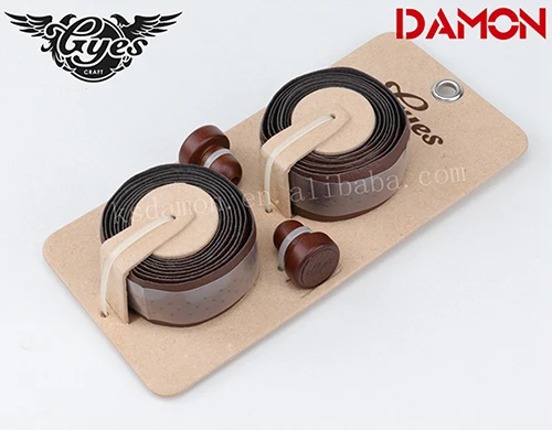 Brown Тайвань Gyes GT-1AH коровья кожа MTB BMX дорожный велосипед Бар Лента 2000 30 мм руль велосипеда ленты - Цвет: Brown