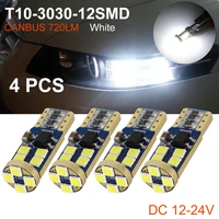 4x t10 canbus led w5w 194 168 led bulb 12 chips 3030 smd 12v white light lamps for auto car dome license plate lights taillight