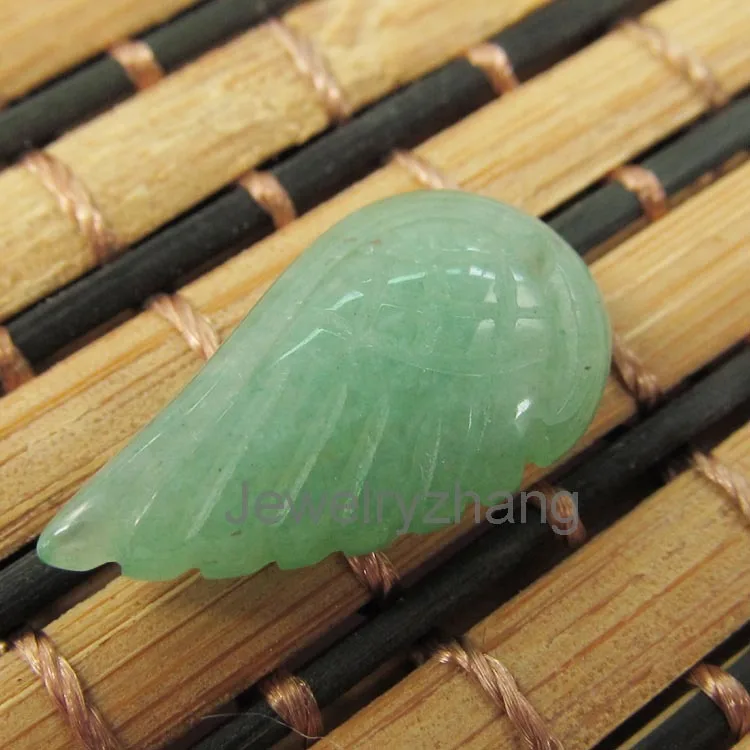 2шт. Модные украшения! Элегантный кулон в форме крыльев ангела с вырезанными из зеленого авантюрина камнями для девушек в подарок.