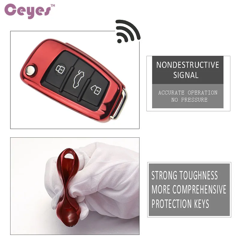 Ceyes Car Key Styling Cover Soft TPU Fob Case For Audi C6 A7 A8 R8 A1 A3 A4 A5 Q7 A6 C5 Cars Holder Shell Auto Protection | Автомобили и