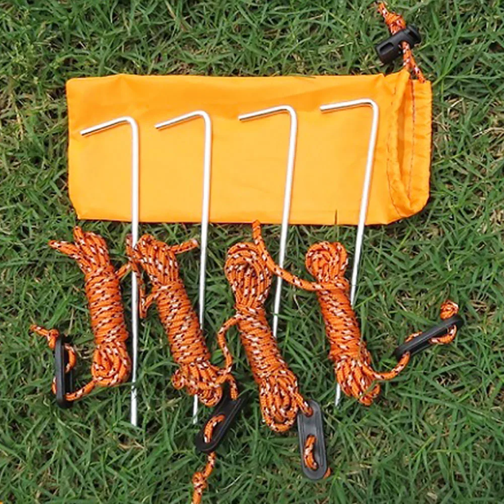 Windproof Rope Set Tools Accessories Tent Fixed Durable Camping Adjustable Nails With Storage Bag Practical Canopy Outdoor | Спорт и