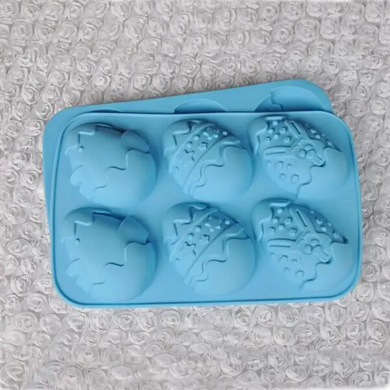 Пасхальное украшение для торта 6 отверстий три узора пасхальные яйца силиконовые