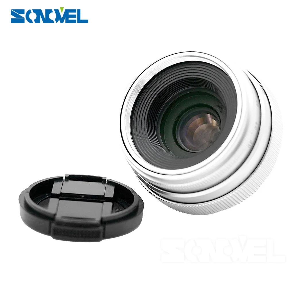 Серебряный 25 мм F1.8 APS C телеобъектив CCTV объектив + бленда для Sony E Mount Nex 5T F3 6 7 A6300 A6100