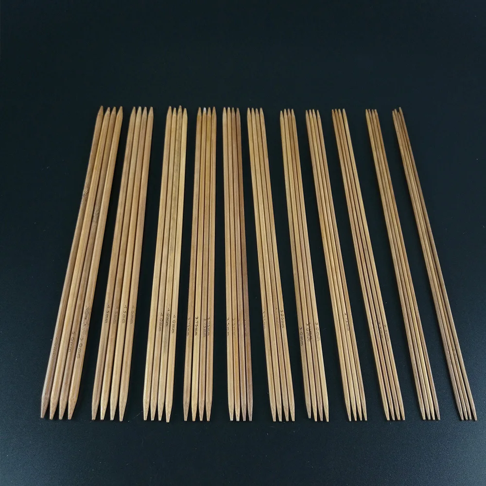 

55Pcs 11sizes Double Pointed Carbonized Bamboo Crochet Knitting Needles Knitting Knit Kit Domestic Costura Sewing Accessories