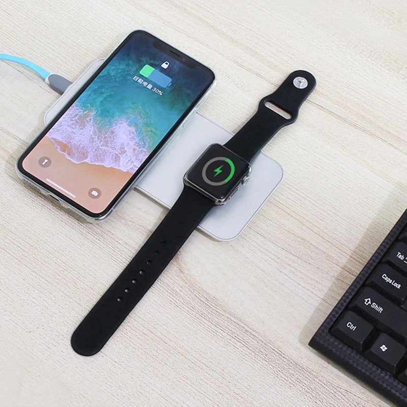

2 in 1 Desktop QI Wireless Charger i Watch 1 2 3 for iPhone X iPhone 8/Air Power Samsung s8 s9 For Huawei Smartphones