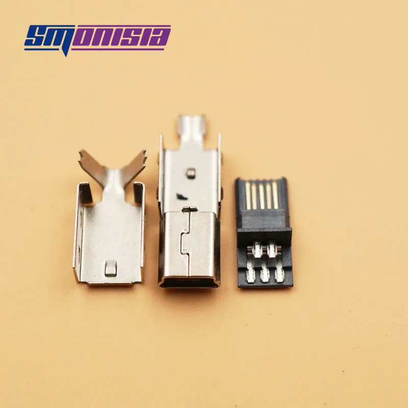 

1000Sets 3 in 1 5 pin DIY Mini USB T Type Male 5pin Plug Connector Tail Charging Port Welding Metal Plug