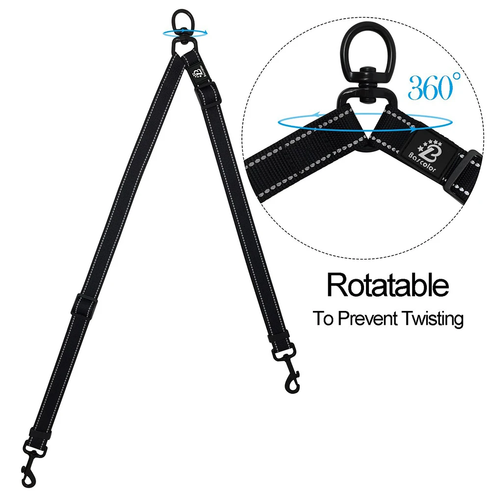 Двойной поводок муфта для больших собак Регулируемый сверхмощный нейлоновый