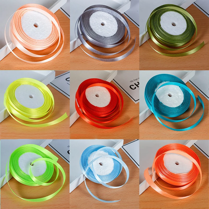 25 ярдов/рулон атласные ленты в рубчик|Ленты для шитья| |