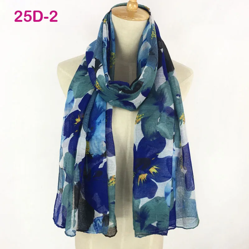 Новое поступление вискоза длинный милый шарф с цветочным принтом шаль мягкие