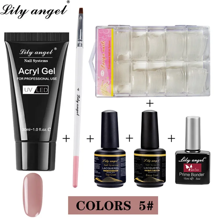 Set-5 Lily Angel 30g полимерный гель ружье гвоздя набора 6 Цвет УФ программы повышения простой быстро прочное UV лампа длительного действия с украшением в виде кристаллов гель - Цвет: Set-5