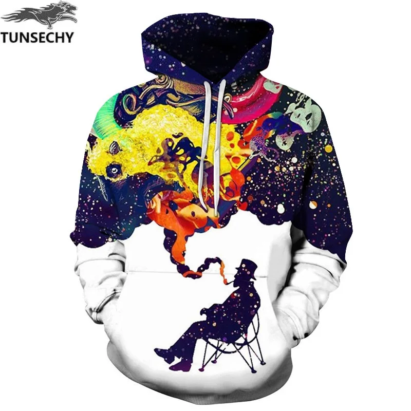 TUNSECHY осенне зимние модные мужские/женские толстовки с капюшоном принтом