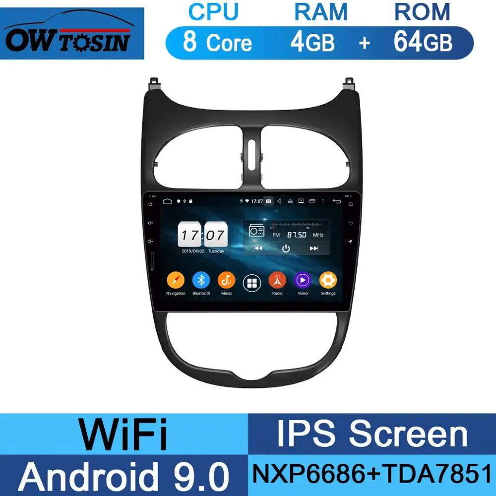64G " ips Восьмиядерный 4G ram+ 64G Android 9,0 автомобильный dvd-плеер для PG206 peugeot 206 PG gps навигация радио попугай BT Мультимедиа Стерео - Цвет: 64G