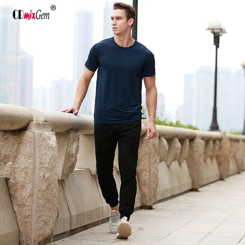 2018 мужская летняя новая быстросохнущая футболка для фитнеса с коротким рукавом