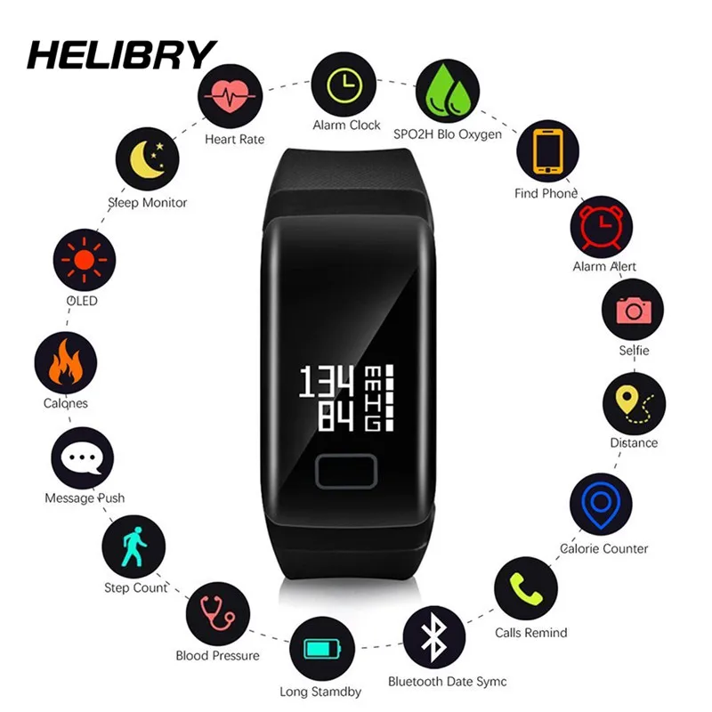 Bluetooth Шагомер Смарт браслет для смартфонов на Android Поддержка Многофункциональный