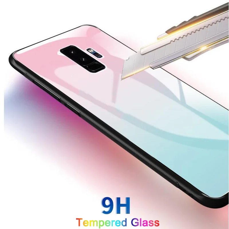 Блестящий стеклянный чехол AmzBoon с градиентом для Samsung S8 мягкий силиконовый S9 PLUS