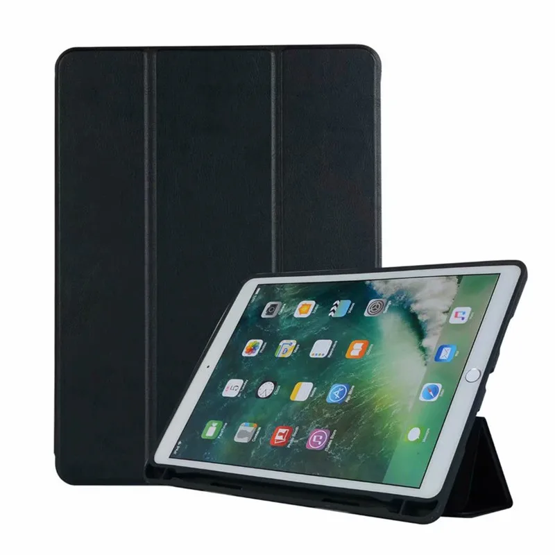 Черный Смарт-чехол из полиуретановой кожи для Apple iPad Air 3 10,5 с держателем карандаша мягкий силиконовый задний Чехол для iPad Pro 10,5 дюймов - Цвет: Черный