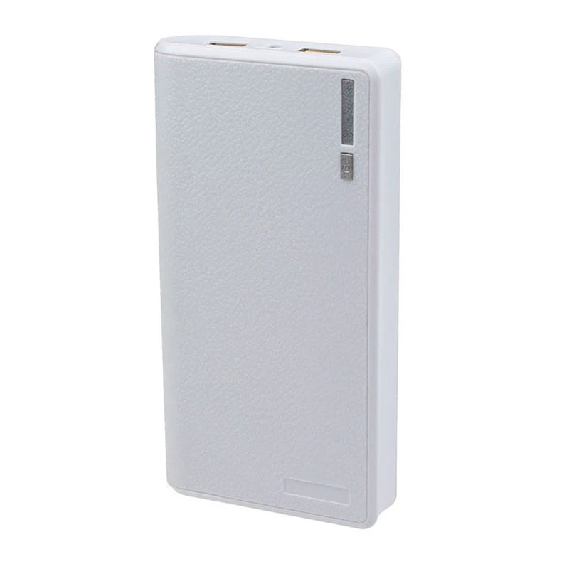 Портативное зарядное устройство с двумя USB, 5 В, 2 А, 6x18650, Внешнее зарядное устройство, чехол для телефона - Цвет: Белый