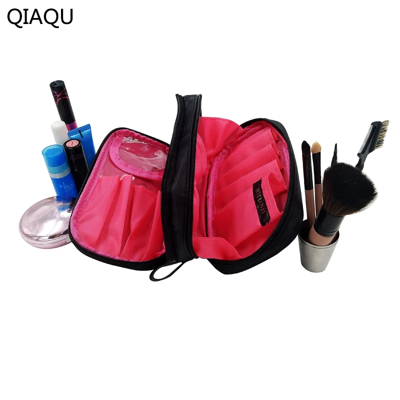 QIAQU Cosmetic Bags Makeup Bag Women Travel Organizer Professional Storage Brush Necessaries Make Up Case Beauty Toiletry Bag