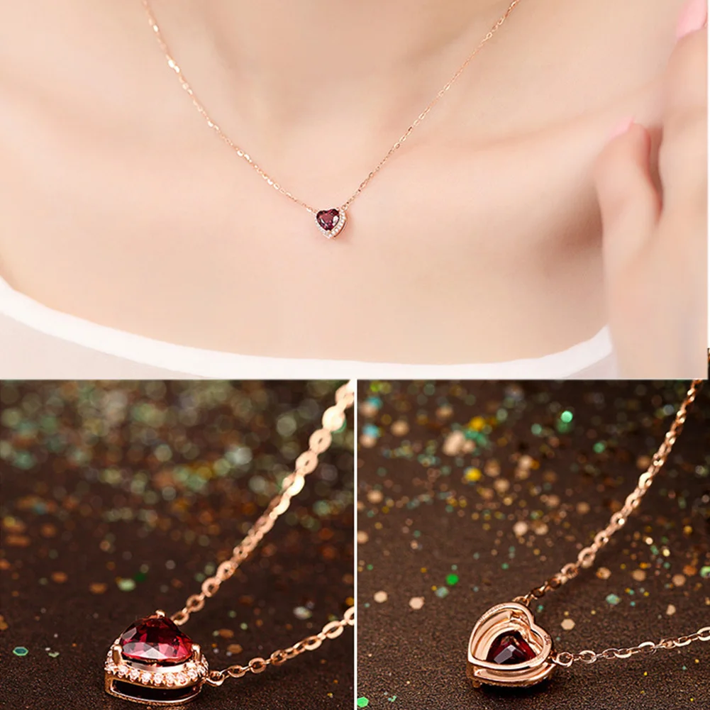 Heart Shape Red Stone Pendant Necklaces Women Valentine Pendants Necklace | Украшения и аксессуары