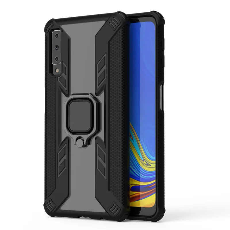 black Для Samsung Galaxy A7 чехол для пальца кольцо стойка для брони для Samsung Galaxy A7 7 A750 750 6,0 дюймовая крышка телефона Coque - Цвет: black