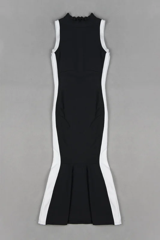 2019 Новое поступление элегантный черный лоскутное Макси знаменитости платья для