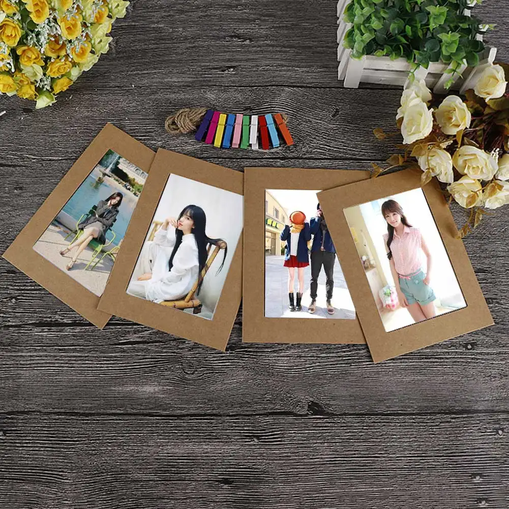 Новинка 10 шт. фоторамка сделай сам 3 5 6 7 дюймов крафт-бумага подвесная настенная