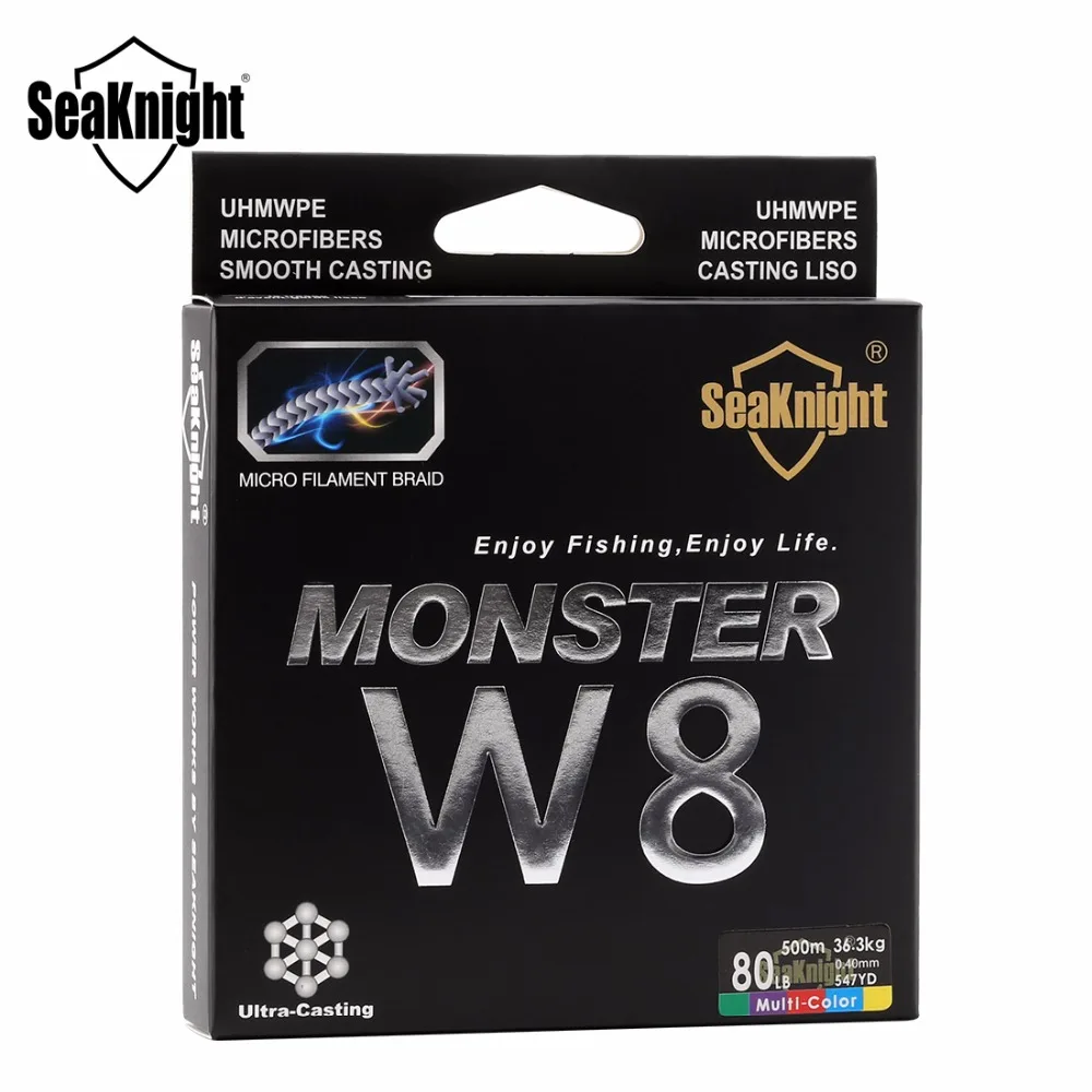 SeaKnight Монстр W8 500 м плетеная рыболовная леска из ПЭ 8 strands супер прочная Широкий