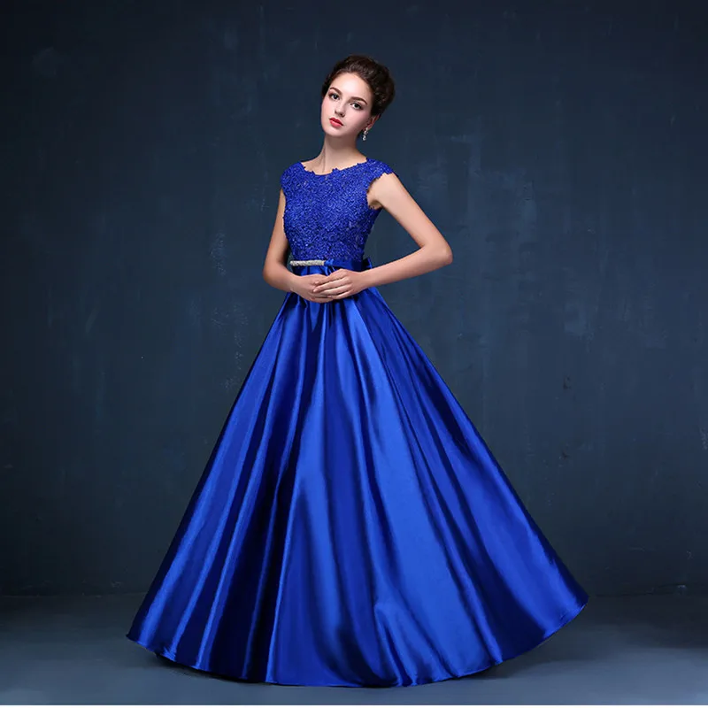 Royal Blue Длинное сатиновое платье подружки невесты с бантиком и глубоким вырезом, золото, королевский синий розовый бордовый, вечерние платья наряды, robe de soiree - Цвет: Royal Blue