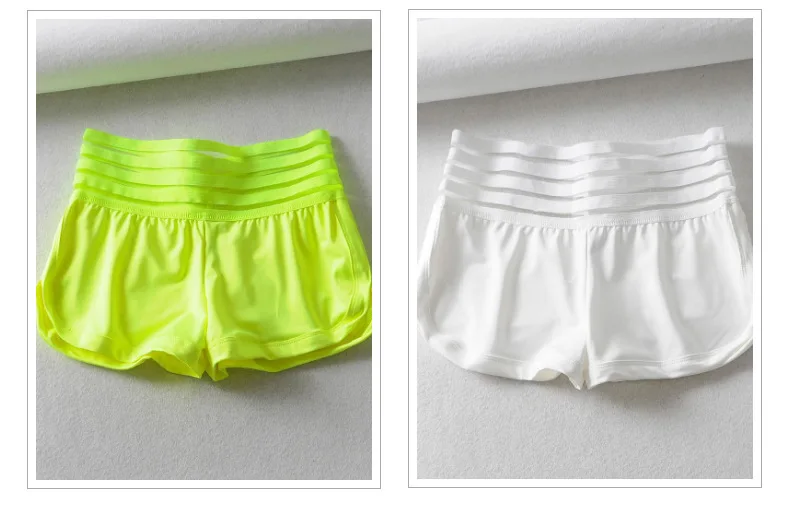 Summer Neon Green Pockets Shorts For Women Workout Mesh High Waist Push Up Shorts Fashion Lady Fitness Casual Stretch Shorts