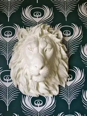 Большая креативная кровать, настенная, для бара, клуба, дома, крыльца, украшение стены, голова льва, смола, ремесло, подвесная задняя стенка, cculpture статуя - Цвет: Светло-серый