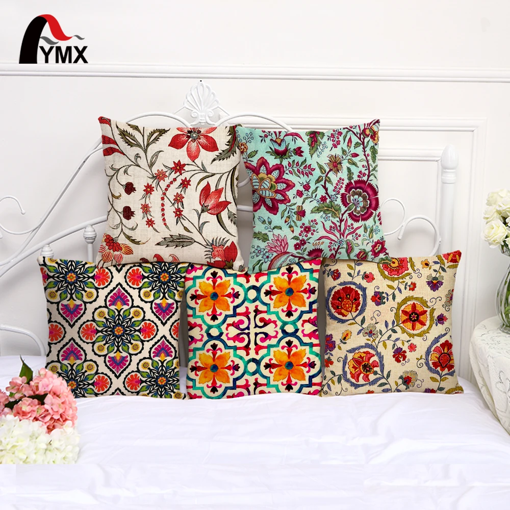 Новинка Модный чехол для подушки с цветочным рисунком хлопковая льняная