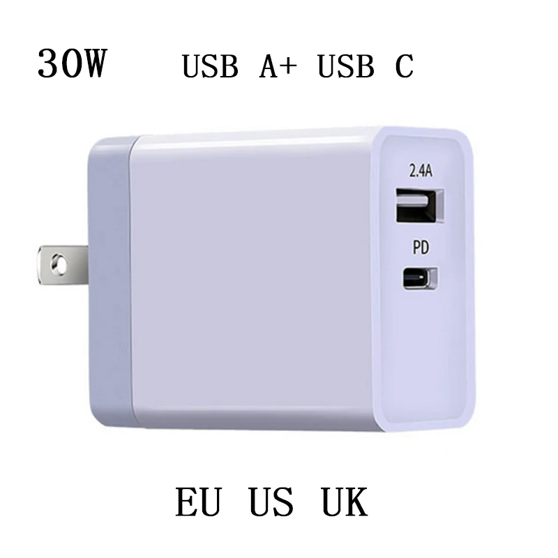 Сетевое зарядное устройство LVSUN 30 Вт USB PD C Type адаптер питания с питанием для