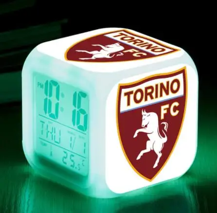 Torino футбольный клуб светодиодный Будильник reloj despertador de cabeceira часы Сенсорное освещение цифровые часы Wake Up в подарок Gox - Цвет: Небесно-голубой