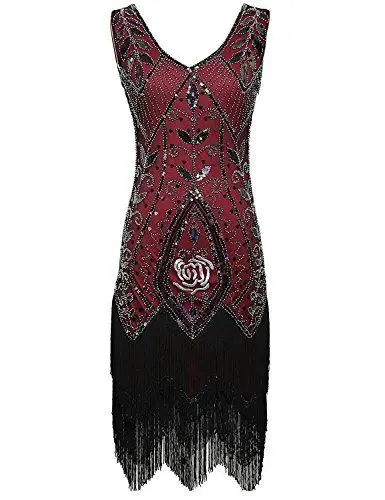

red blue black Red Gold Ladies 1920s Roaring 20s Flapper Costume Sequins Gatsby Dress Up carnival haliday costume