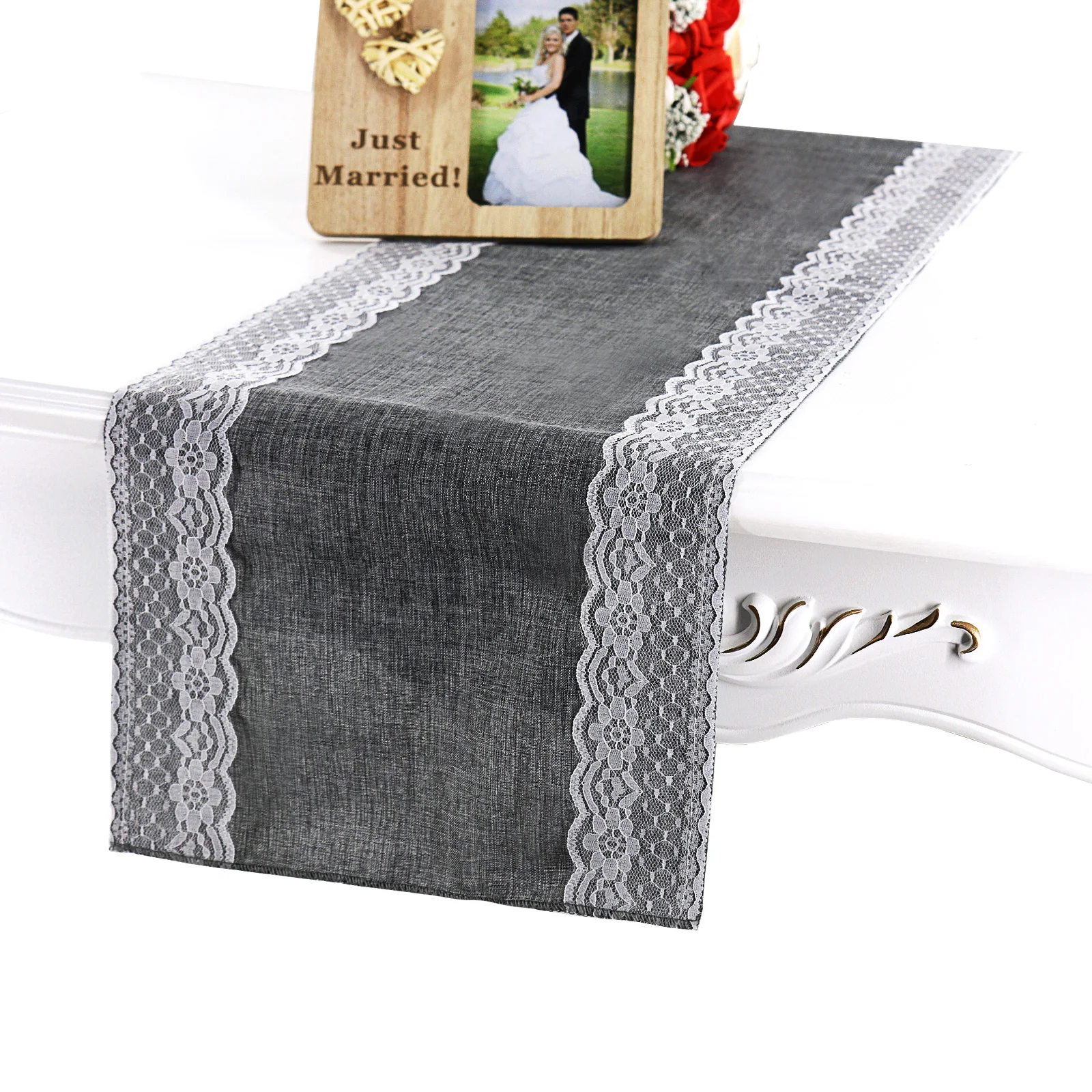 

30*275cm Jute Burlap Lace Table Runner Vintage Event Party Supplies Lace Table Runner for Birthday Wedding Party Accessories