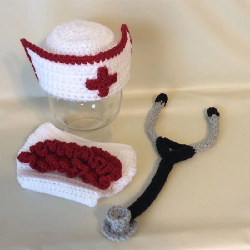 Baby photography props cute doctor clothing knit infant suit newborn photo prop shooting toddler girl boy fotografie accessories | Детская