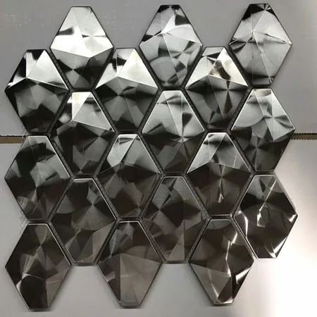 silver color 2 Большая плитка розового золота из нержавеющей стали металлическая мозаичная плитка фиолетовая металлическая мозаика Пирамида дизайн 3D - Цвет: silver color 2