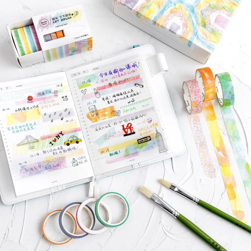 

8pcs/pack Stick Figure Collage Washi Tape Adhesive Tape Diy Scrapbooking Sticker Label Masking Tape