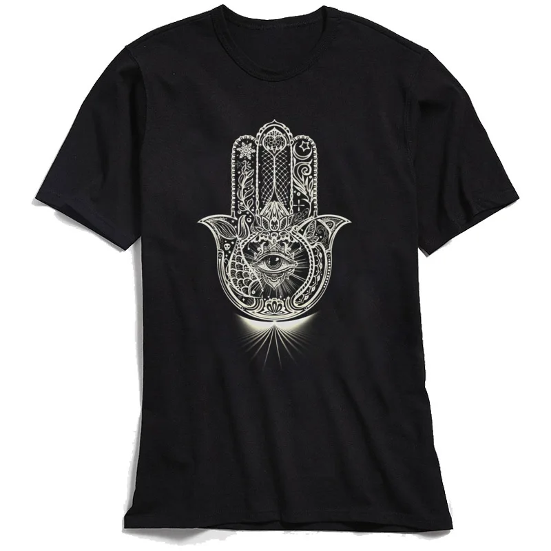 Футболка Hamsa мужская с коротким рукавом фиолетовый топ круглым вырезом из 100%