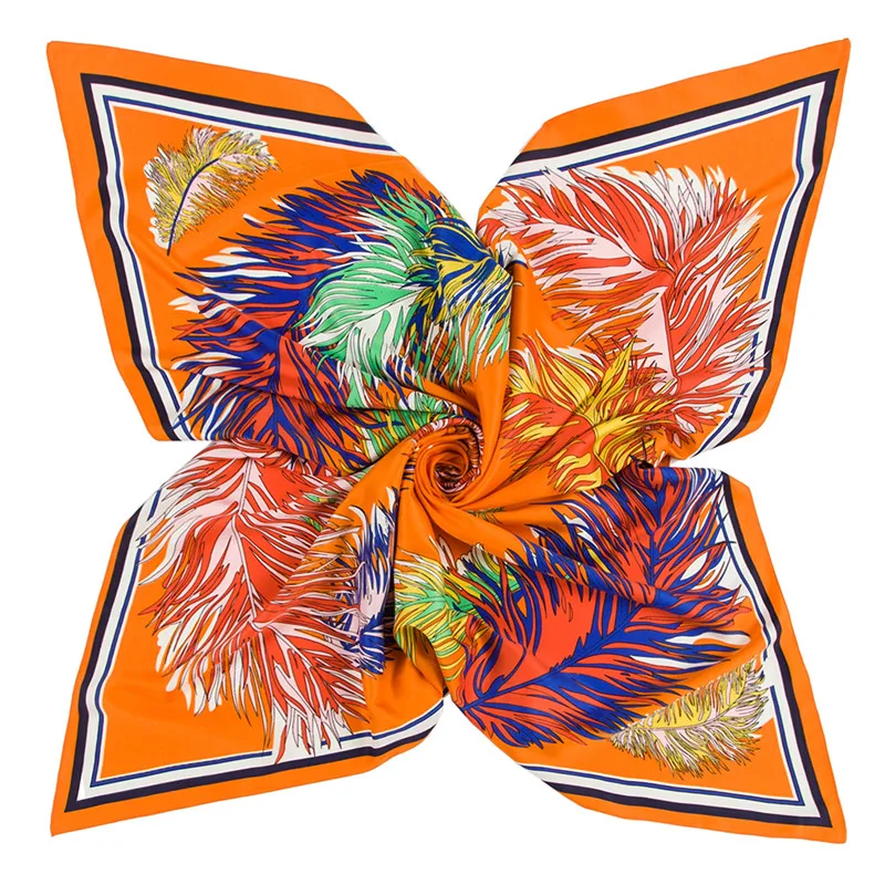 Женский платок POBING квадратный из 100% шелка с индийским принтом перьев 2017|silk scarf|silk