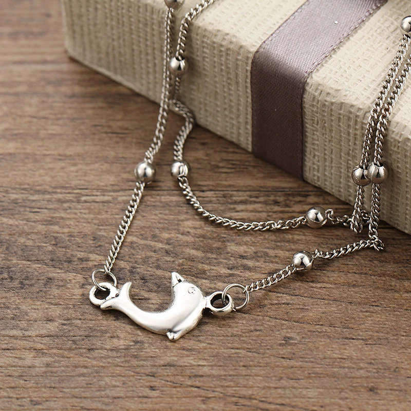 Женский браслет на щиколотку Abrray милый пляжный с подвеской в виде дельфина