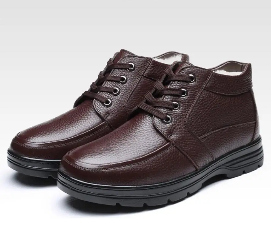 Мужские Ботильоны ручной работы коричневые Теплые ботильоны из натуральной кожи